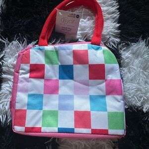 B2C, Multi-Color Checker Design Insulated Lunch Bag Tote with Handles